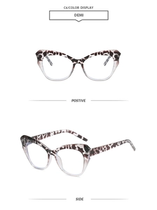 Macro detail of retro cat-eye glasses frame featuring a classic brown demi leopard pattern