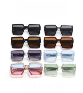 Detailed grid view of square sunglasses showing multiple colors like black and gradient pink
