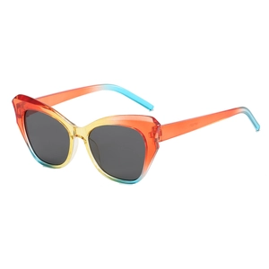 Occhiali da sole chic cat-eye con montatura sfumata arcobaleno e lenti protettive scure