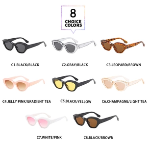 Grille détaillée montrant 8 options de couleurs pour lunettes de soleil yeux de chat rétro