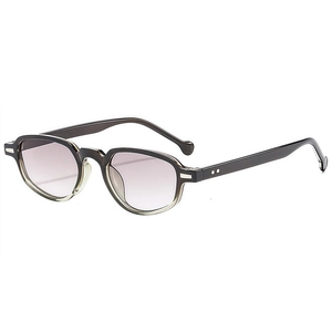Chic cat eye sunglasses with translucent grey frames and purple gradient lenses