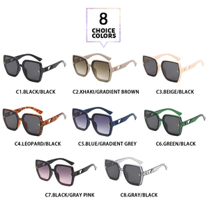 Detailed view of eight stylish polygon sunglasses colors including classic and gradient lenses