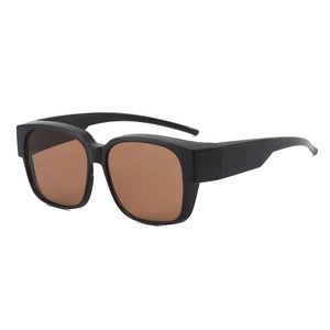 Stilvolle Oversize-Sonnenbrille mit quadratischem Rahmen und dunkelbraunen Gläsern für Damen