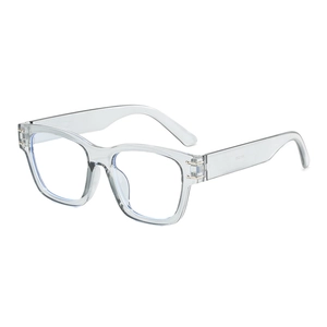 Classic square transparent frame glasses with metal hinges for a modern street style look