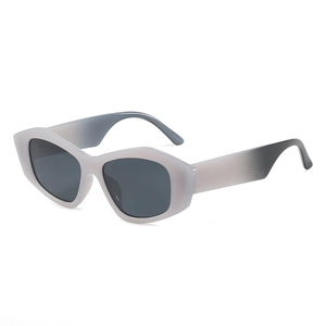 Fashionable oversized irregular cat eye sunglasses with grey gradient frames for women
