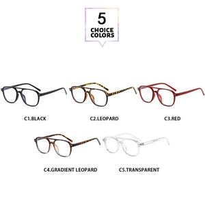 Five assorted classic square aviator glasses frames shown in various stylish colors