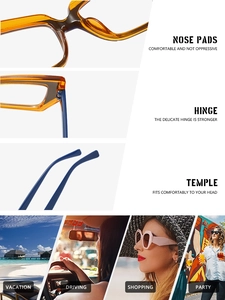 Detail view of orange frames with comfortable nose pads and reinforced hinges