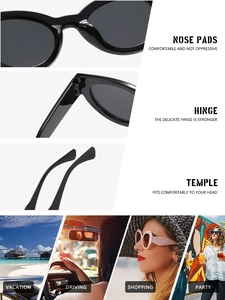 Detailed view of reinforced metal hinges and ergonomic nose pads on cat-eye sunglasses