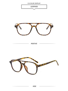 Front and side view of classic leopard print square frames for a retro fashion look