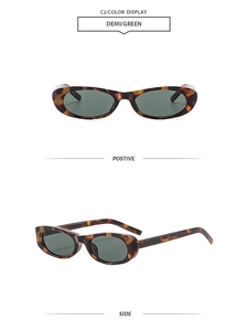Detailed front and side views of demi frame sunglasses with green lenses in C2 colorway