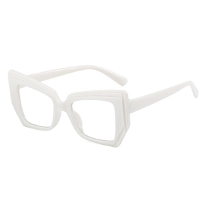 Modern white irregular geometric eyeglasses frame with stylish anti-blue light clear lens