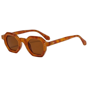 Retro Hexagonal Polygonal Sunglasses UV400 Protection PC Frame Metal Rivets Vintage Fashion Outdoor Eyewear For Women Men