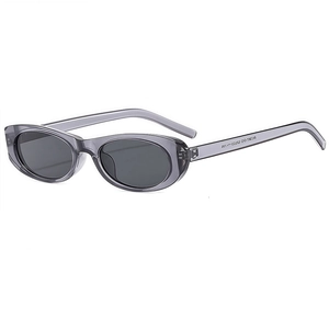 Modern minimalist polygon sunglasses with smoky grey translucent frames and dark lenses