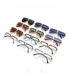 Detailed assortment of pilot-style sunglasses in black, tortoise, and gradient metal frames