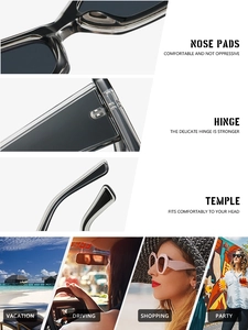 Detail of comfortable nose pads and reinforced hinges on cat eye triangle sunglasses