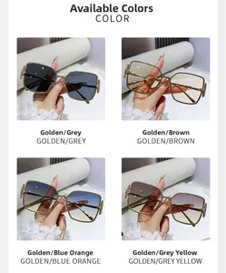 Detail of square metal frame sunglasses with crystal accents in four color options