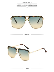 Detailed front and side view of pilot sunglasses with tortoiseshell frames and gradient lenses