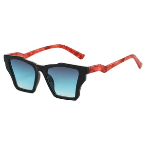Lunettes de soleil géométriques avec verres dégradés bleus et branches en écaille