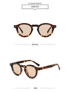 Classic round retro sunglasses in demi amber finish and tea lenses with side view details