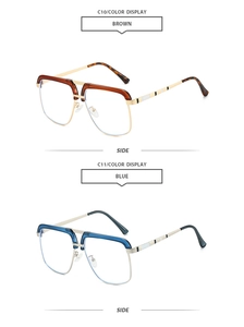 Side view of retro double-bridge sunglasses with black and white striped temples