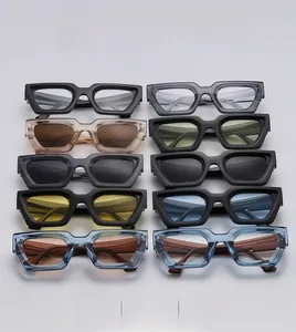 Overview of trendy thick-frame polygon sunglasses in ten stylish assorted color options
