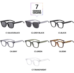 Comparison of 7 stylish square frame color variants with classic rivet accents