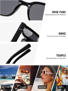 Detail of comfortable nose pads and durable metal hinges on round fashion sunglasses