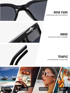 Detail view of ergonomic nose pads and star-shaped hinges on stylish polygon sunglasses