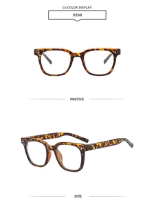Detailed views of vintage demi-patterned square sunglasses with silver metal rivets