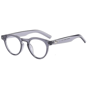 Vintage round frame sunglasses in translucent grey-purple with star hinge accents