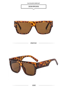 Detailed front and side view of vintage square oversized tortoiseshell sunglasses