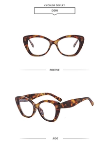 Vorder- und Seitenansicht der übergroßen Retro Cat-Eye-Sonnenbrille in Schildpatt