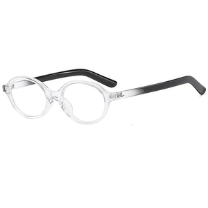 Retro oval transparent frame glasses with sleek black temples for a trendy stylish look