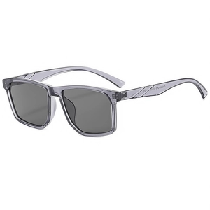 Modern square frame sunglasses in transparent grey with UV protection and retro style