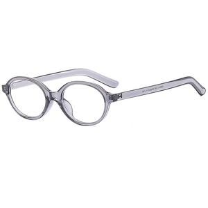 Classic grey translucent oval frame glasses with a vintage minimalist aesthetic design