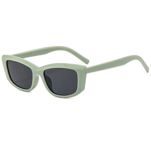 Vintage rectangle sunglasses with light green frame and dark lenses for outdoor fashion