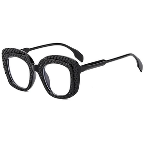 Lunettes de soleil hip-hop polygonales surdimensionnées avec monture noire texturée
