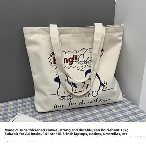 Detail of durable canvas tote bag showing thick 16oz fabric and 15kg load capacity
