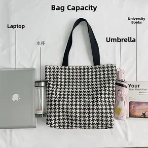 Detailansicht der großen Hahnentritt-Tasche mit Platz für Laptop und Alltagsgegenstände