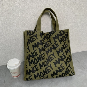 Large Capacity Canvas Tote Bag Stylish Letter Print Handbag For Shopping School Travel Daily Commute For Women And Men
