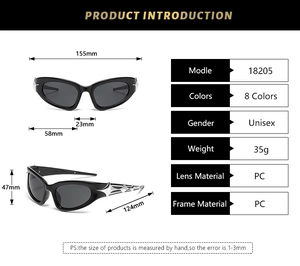 Détail de lunettes de soleil punk futuristes avec décor d'étoiles et monture en PC