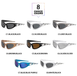 Lunettes de soleil punk Y2K avec accents d'étoiles métalliques en 8 couleurs variées