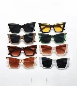 Detail showing eight stylish cat eye sunglasses colors with elegant gold metal top bars