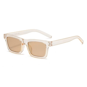 Classic small square frame sunglasses in transparent amber with a vintage aesthetic