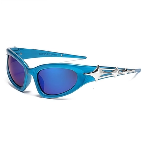 Lunettes De Soleil Sport Cyberpunk Y2K Enveloppantes Protection UV400 Avec Décoration Étoile En Métal Pour Cyclisme Fête