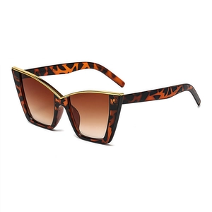 Chic oversized cat eye sunglasses with tortoise frame and gold metal accents