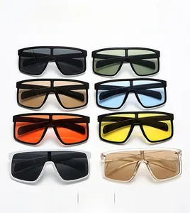 Detailed grid of oversized cycling sunglasses in eight vibrant fashion frame colors