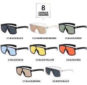 Detailed grid of eight oversized cycling sunglasses with metallic hinge accents