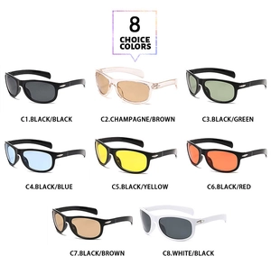 Detailed grid showing eight stylish color options for sports rectangular sunglasses