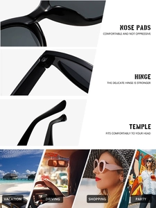 Detail view of reinforced hinges, nose pads and temples of retro cat eye sunglasses